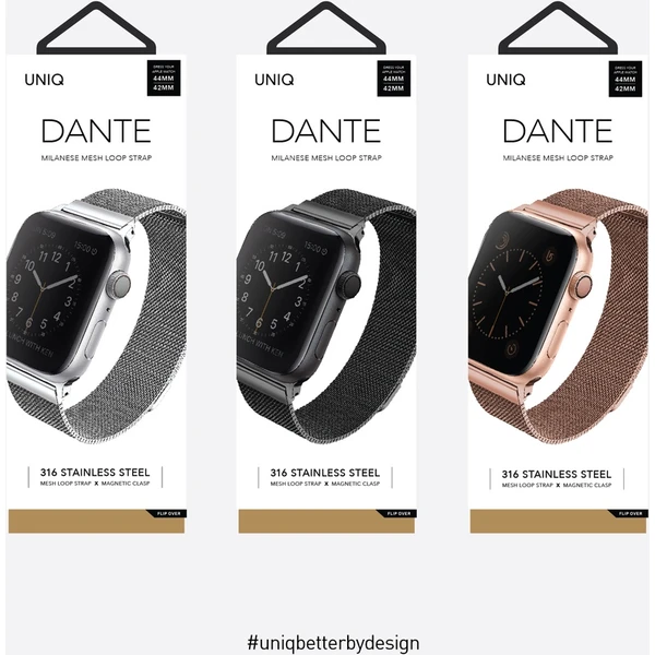 UNIQ Dante oceľový remienok Apple Watch 42/41/40/38mm Rose ružovo zlatý - Remienky - Obrázok TIZ4000301