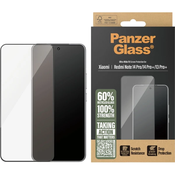 PanzerGlass® Ultra-Wide Fit sklo Xiaomi Redmi Note 14 Pro/14 Pro+/13 Pro+ - Ochranné fólie a sklo - Obrázok TJPE000N01