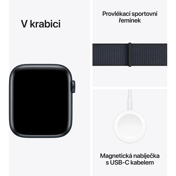 Apple Watch SE (2024) Cellular 44mm Temne atramentový hliník s atramentovo prevliekacím remienkom - Inteligentné hodinky - Obrázok TJQ7000K01