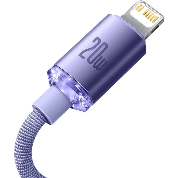 Baseus CAJY000205 Crystal Shine Series Dátový Kábel USB-C - Lightning 20W 1,2m Purple - Káble - Obrázok TJRL100501