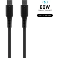 FIXED Tekutý silikónový USB-C/USB-C napájací kábel 60W 1,2m čierny - Káble a redukcie