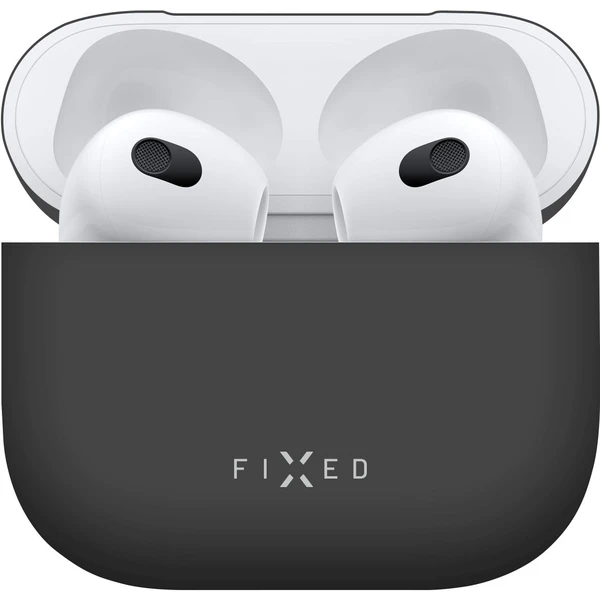 FIXED Silky ultratenké silikónové púzdro Apple Airpods 3 čierne - Puzdra - Hlavný obrázok