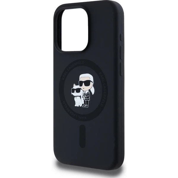 Karl Lagerfeld Liquid Silicone Karl and Choupette Magsafe zadný kryt iPhone 15 Pre čierny - Puzdra - Obrázok TMP5000J01