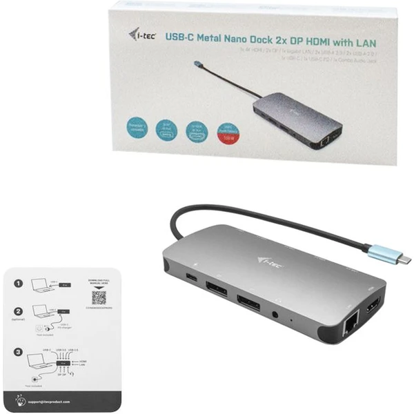 i-tec USB-C Metal Nano 3x Display Docking Station + Power Deli - Dokovacie stanice - Obrázok TMPN200401