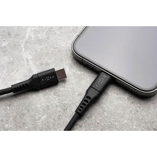 FIXED napájací kábel Liquid silicone USB-C/USB-C 60W 2m čierny - Káble a redukcie - Obrázok TNS1000601