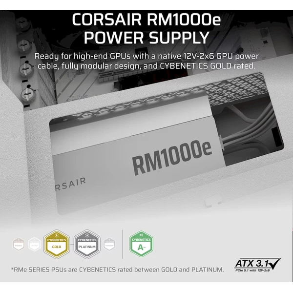 Corsair RM1000e biely - Zdroje - Obrázok TPOK000K01