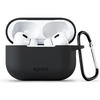 EPICO silikónové púzdro pre Airpods Pro (2022) s karabínou čiernej - Puzdra