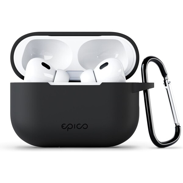 EPICO silikónové púzdro pre Airpods Pro (2022) s karabínou čiernej
