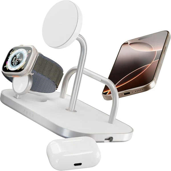 ZENS 4-in-1 MagSafe/Qi2 4v1 nabíjacia stanica (60W) strieborná - Nabíjačky - Obrázok TRAL000K01