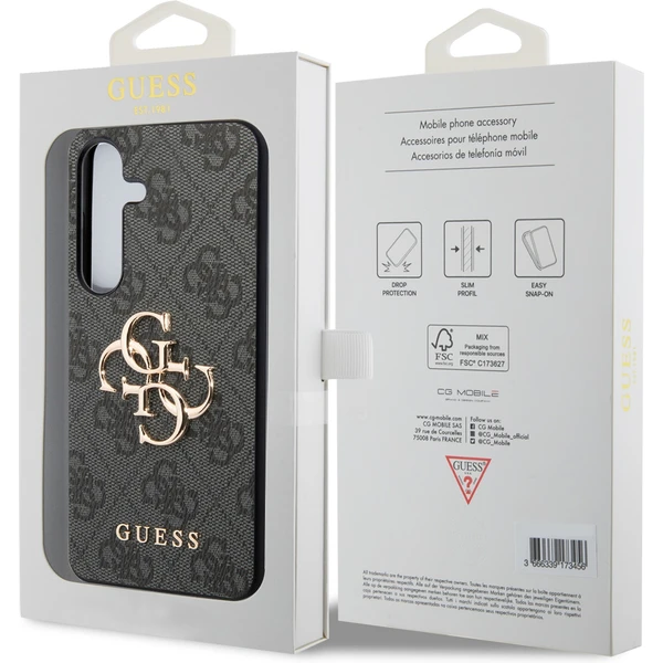 Guess PU 4G Metal Logo Zadný kryt Samsung Galaxy S24 sivý - Puzdra - Obrázok TUH1000O01