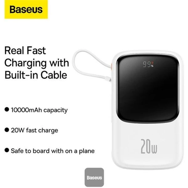 Baseus Qpow Pro 10000mAh, 20W, s káblom Lightning biela - Powerbanky - Obrázok TVHL000K01