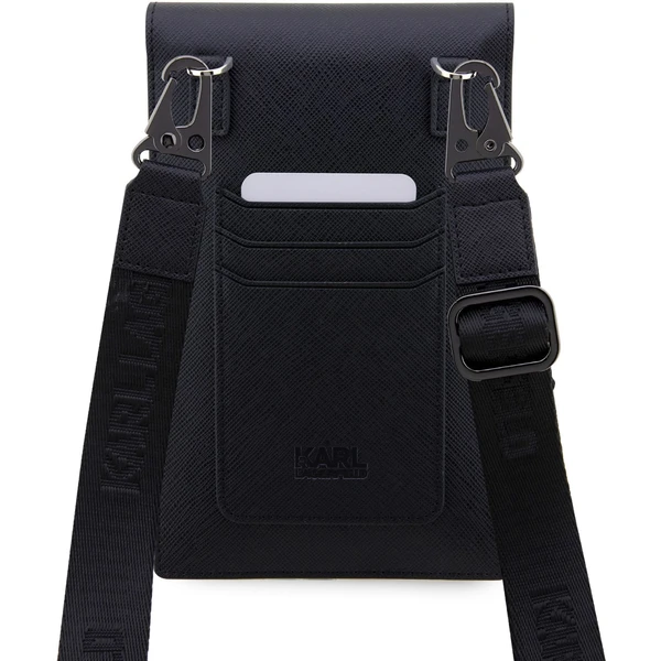 Karl Lagerfeld Saffiano Metal Logo NFT peňaženka taška púzdro čierne - Popruhy a crossbody - Obrázok TWVO100501