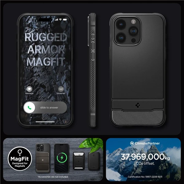 Spigen Rugged Armor MagFit iPhone 15 Pro Max matne čierny - Puzdra - Obrázok TWW8000601