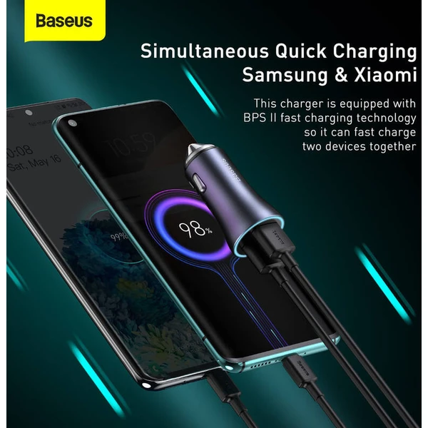 Baseus Golden Contactor Pro 40W USB-C nabíjačka do auta šedá - Nabíjačky - Obrázok TXTL000K01