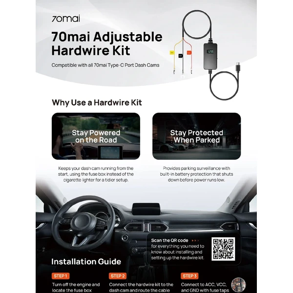 70mai Hardware Kit napájací adaptér USB-C (UP06) - Nabíjačky - Obrázok TY2M000K01