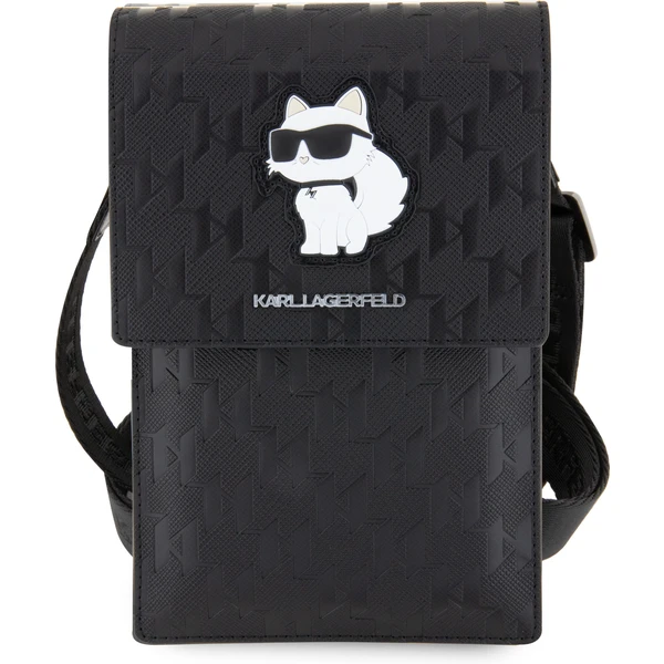 Karl Lagerfeld Saffiano Monogram Choupette NFT peňaženka puzdro čierne - Popruhy a crossbody - Hlavný obrázok