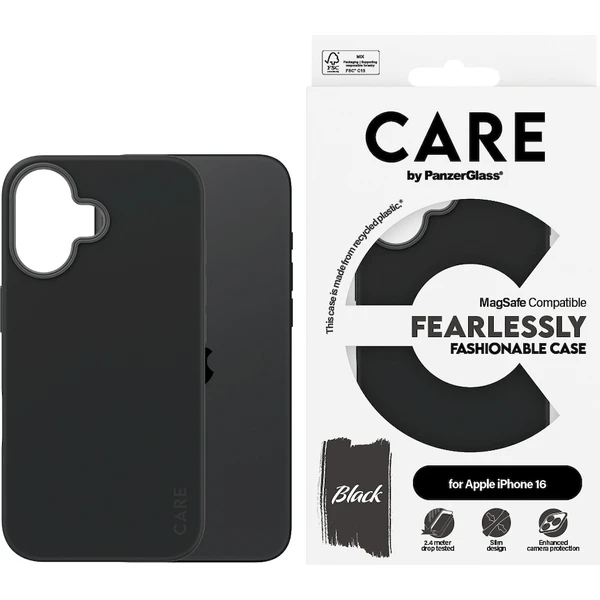 PanzerGlass® CARE kryt Apple iPhone 16 MagSafe Fearlessly čierny - Puzdra - Obrázok U008000P01