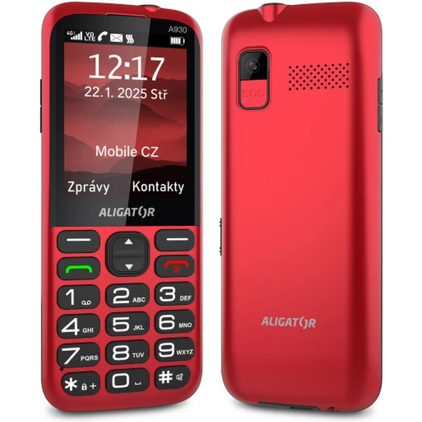 Aligator A930 GPS 4G Senior mobilný telefón s aplikáciou Záchranka (s nabíjacím stojanom) červený - Mobilné telefóny - Obrázok U02C000P01