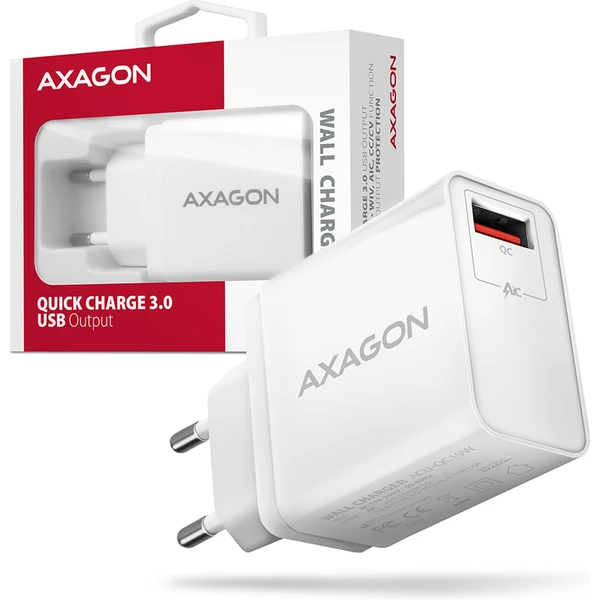 AXAGON ACU-QC19W nabíjačka do siete 19W USB-A biela - Nabíjačky - Obrázok U0M0000P01