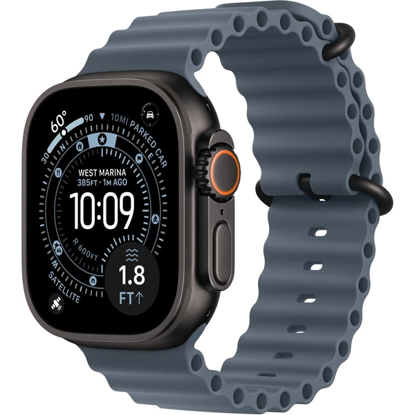 Apple Watch 49/46/45/44mm oceľovo modré predĺženie Oceánskeho remienka čierny titán - Remienky - Obrázok U11I000K01