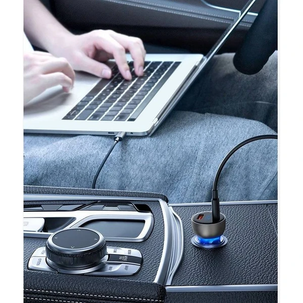 BASEUS car charger USB A + Type C s digitálnym displejom PD3.0 QC4.0 5A 65W CCKX-C0A/VCKX65C dark bl - Nabíjačky - Obrázok U1T5000N01