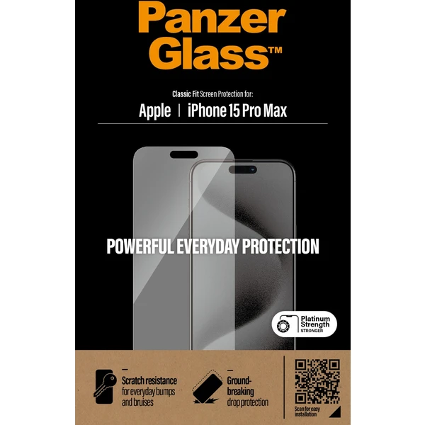 PanzerGlass Classic Fit ochranné sklo Apple iPhone 15 Pro Max - Ochranné fólie a sklo - Obrázok U1TS100501