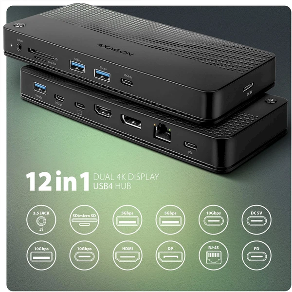 AXAGON HMC-U4 12v1 USB-C húb - Dokovacie stanice - Obrázok U25D000N01