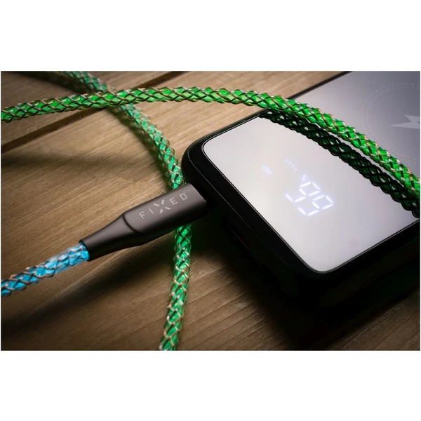 FIXED USB-C/USB-C svietiaci napájací kábel 60W 1,2m dúhový - Káble a redukcie - Obrázok U273000701