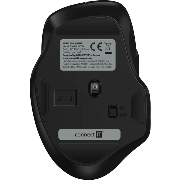 CONNECT IT Dual SmartSwitch bezdrôtová myš, USB-A + C (+1x AA batéria zadarmo) modrá - Myši - Obrázok U2N0000P01