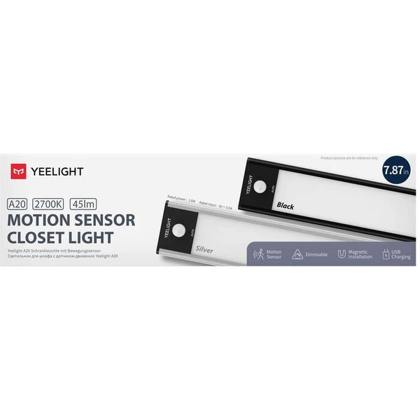 Yeelight svetlo do šatníka so senzorom A20 čierna, 20 cm 4000K - Svietidlá - Obrázok U350000J01