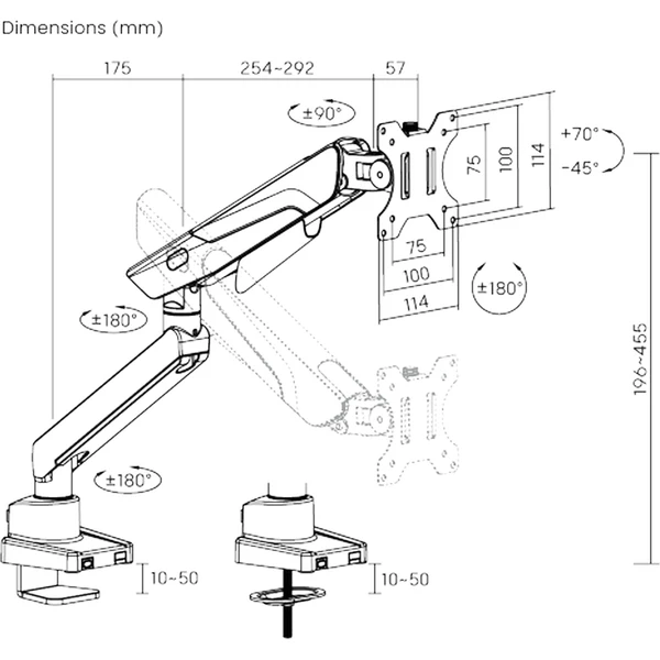 TIGO Falcon držiak na monitor 17 "- 40" čierna / sivá - Držiaky pre obrazovky - Obrázok U3QD000K01