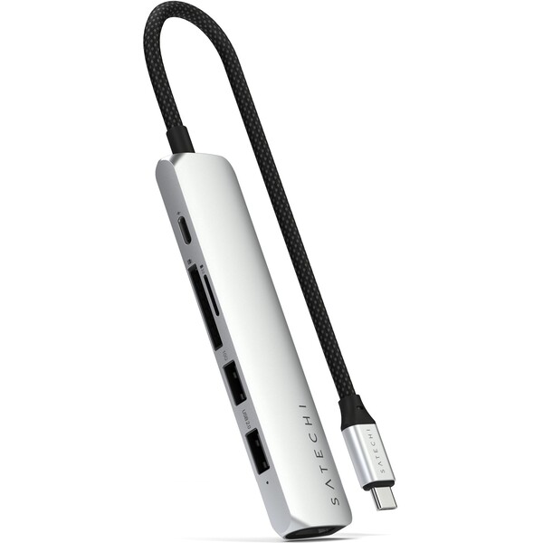 Satechi 6v1 USB-C Slim viacportový adaptér strieborný