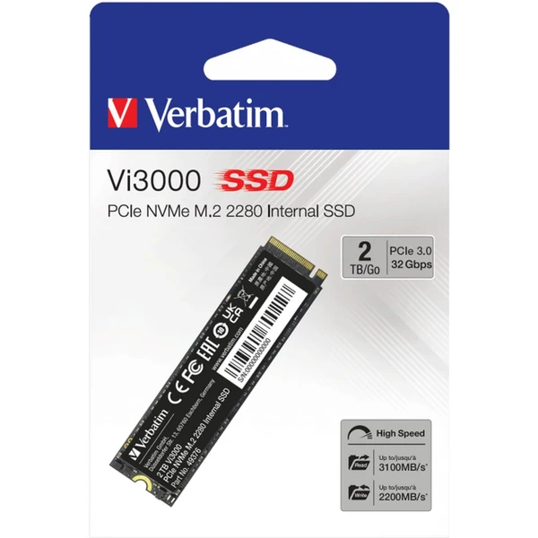VERBATIM SSD Vi3000 Internal PCIe NVMe M.2 SSD 2TB - SSD - Obrázok U463000O01