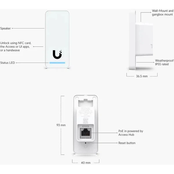 Ubiquiti UniFi G2 prístupová čítačka kariet biela - Inteligentné zámky - Obrázok U5J9000O01