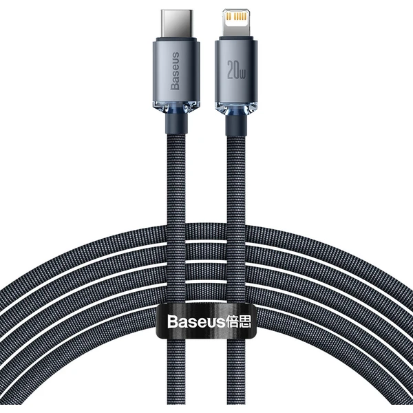 Baseus Crystal Shine USB-C/Lightning napájací kábel 20W 2m čierny - Káble a redukcie - Hlavný obrázok
