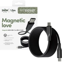 PanzerGlass USB-C/USB-C magnetický napájací kábel 240W 1,5m čierny - Káble a redukcie