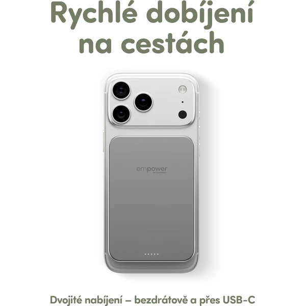 PanzerGlass® empower bezdrôtová Qi2 powerbanka 10000 mAh, MagSafe, sivá - Powerbanky - Obrázok U73J000K01
