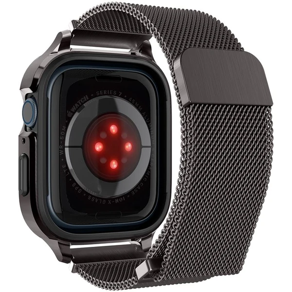 Spigen Metal Fit Pro remienok s puzdrom Apple Watch 9/8/7 (45mm) grafitový - Remienky - Obrázok U7D5000L01