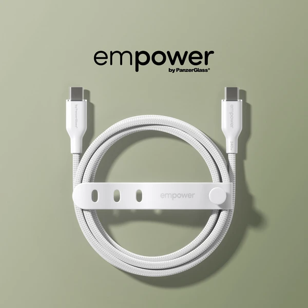PanzerGlass USB-C/USB-C napájací kábel 240W 1,2m biely - Káble a redukcie - Obrázok U83J000K01