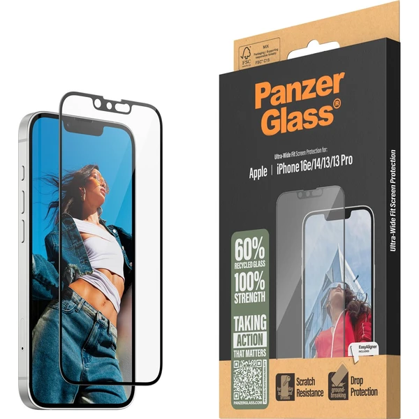 PanzerGlass® Ultra-Wide Fit sklo Apple iPhone 17e/16e/14/13/13 Pro s inštalačným rámčekom - Ochranné fólie a sklo - Obrázok U8GD000J01