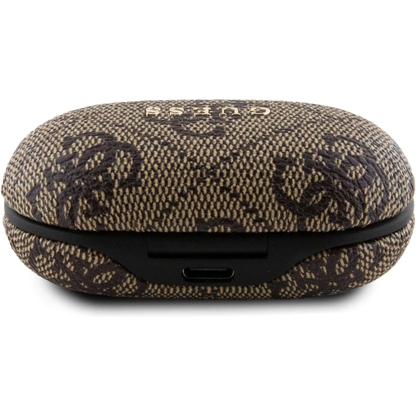 Guess True Wireless 4G PU Metal Logo BT5.3 Stereo Earphones hnedé - Slúchadlá - Obrázok U952000N01