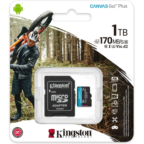 Kingston microSDXC Canvas Go! Plus 1TB 170MB/s UHS-I U3 + SD adaptér - Pamäťové karty - Obrázok U969000K01