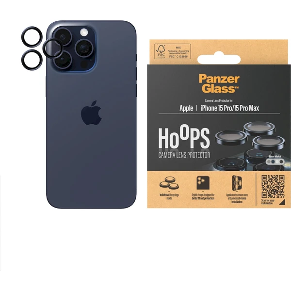 PanzerGlass HoOps ochranné krúžky Apple iPhone 16 Pro/16 Pro Max/15 Pro/15 Pro Max - modrý hliník - Ochranné fólie a sklo - Obrázok UAD1000O01
