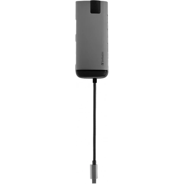 Verbatim USB-C Multiport HUB, 3x USB 3.0, 1x USB-C, HDMI, LAN, SD, microSD dokovacia stanica šedá - Dokovacie stanice - Obrázok UBOR000301