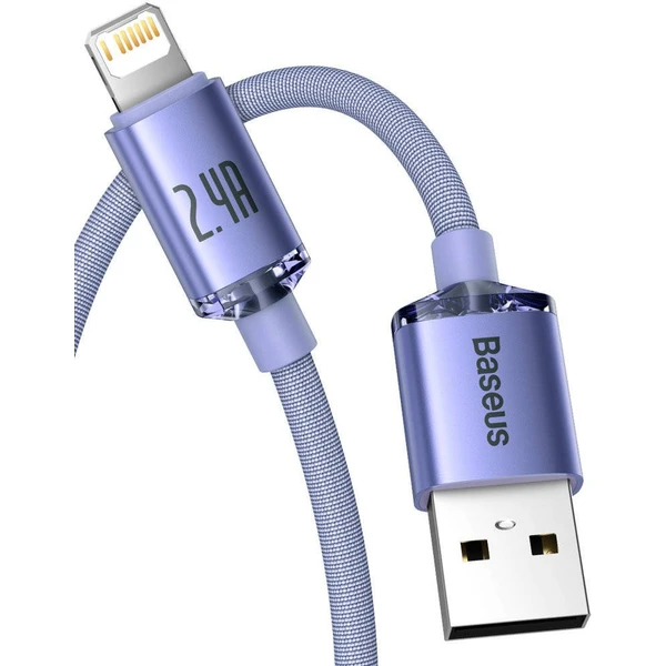 Baseus CAJY000005 Crystal Shine Series Dátový Kábel USB - Lightning 20W 1,2m Purple - Káble - Obrázok UBRL100501