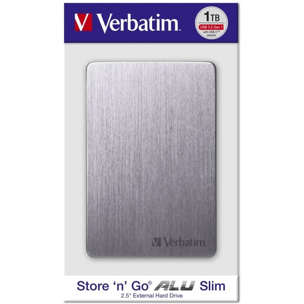 VERBATIM Store 'n' Go HDD 1TB USB 3.2/USB-C Gen 1 ALU Slim šedý - Pevné disky - Obrázok UCL8700301