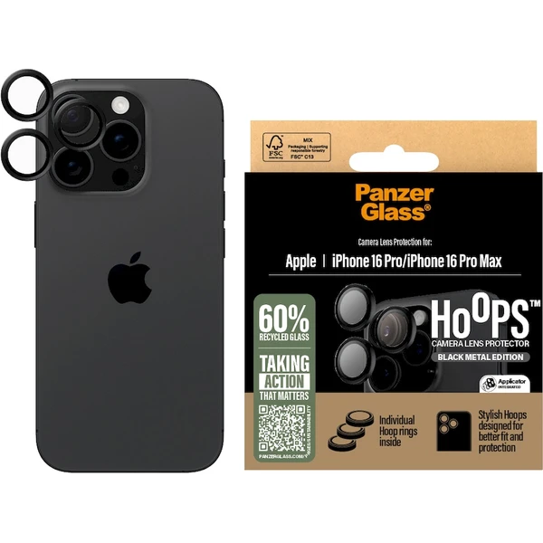 PanzerGlass® HoOps™ Apple iPhone 16 Pro/15 Pro/16 Pro Max/15 Pro Max čierny hliník - Ochranné fólie a sklo - Obrázok UD08000P01