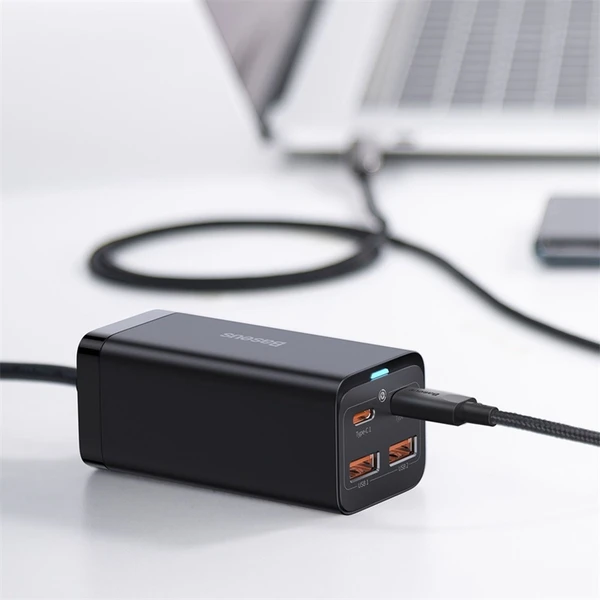 Rýchlonabíjačka do siete Baseus GaN3, 2xUSB-A, 2xUSB-C 100W čierna - Nabíjačky - Obrázok UGGE000L01