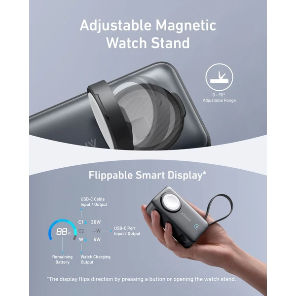 Anker MagGo powerbanka pre Apple Watch (10000mAh) 35W s káblom USB-C čierna - Powerbanky - Obrázok UI9R000K01