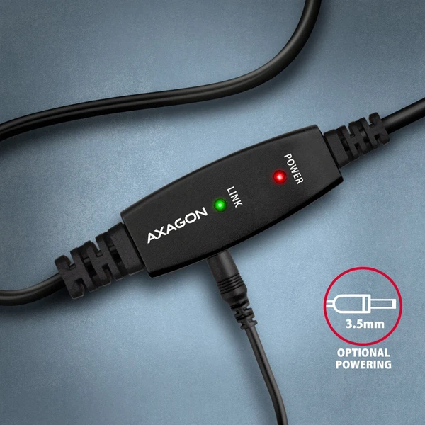 AXAGON ADR-220B USB-A/USB-B predlžovací kábel 20m čierny - Káble a redukcie - Obrázok UIS6000701